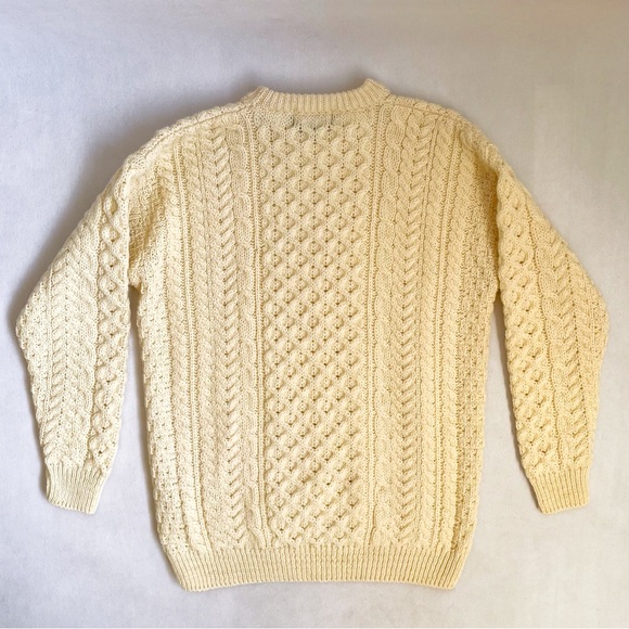 Irish Handknit Chunky Wool Fisherman Sweater Size XL Fisherman Aesthetic - Picture 7 of 9